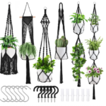 Macrame Plant Hangers, 6Pack Hanging Planters for Indoor Plants w/ 6 Set Hangers Kit Handmade Macromay Plant Hangers Indoor Flower Pots Holder