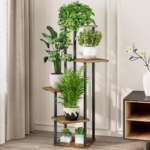 AZERPIAN Plant Stand 5 Tier Indoor Metal Flower Shelf for Multiple Plants Corner Tall Flower Holders for Patio Garden Living Room Balcony Bedroom, Black