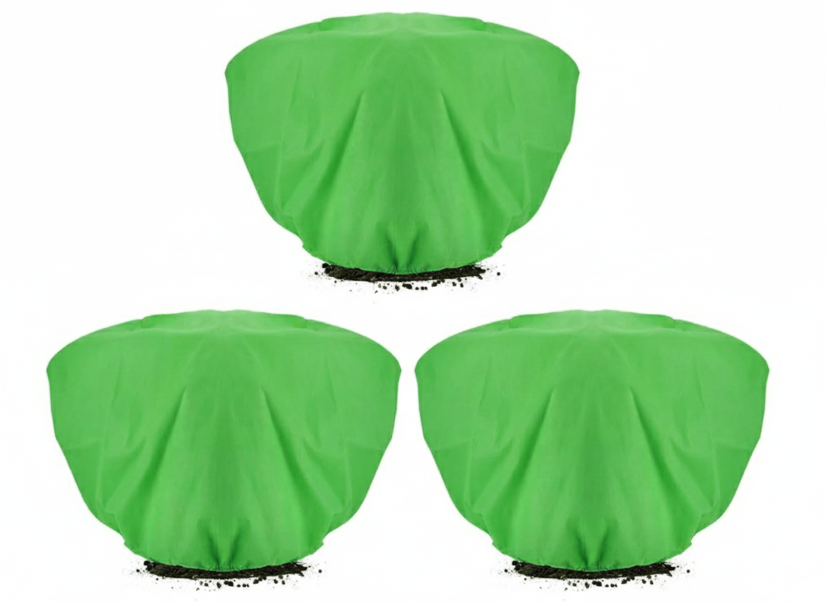 ANPHSIN 3 Pcs Plant Covers Freeze Protection - 19.6in x 39.3in Winter Shrub Plant Protection Bags, Frost Blankets Cloths with Drawstring for Outdoor Garden Rose Bush Plants, Green