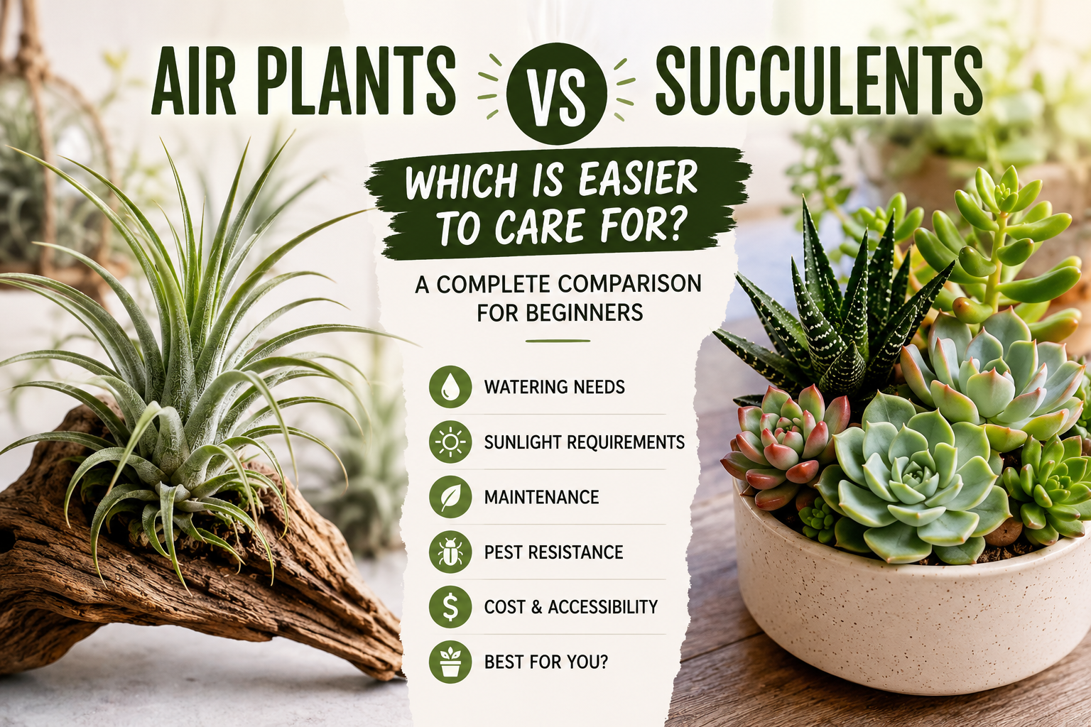Air Plants vs Succulents: Which Is Easier to Care For? (Complete Care Guide for Beginners)